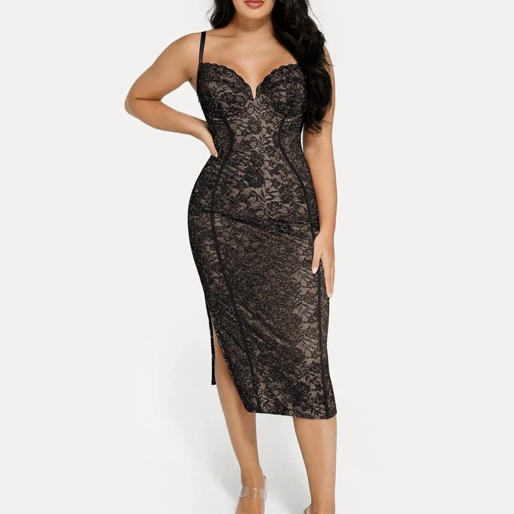 Chic Black Lace Slip Dress